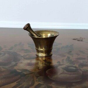 Vintage brass apothecary mini mortar & pestle